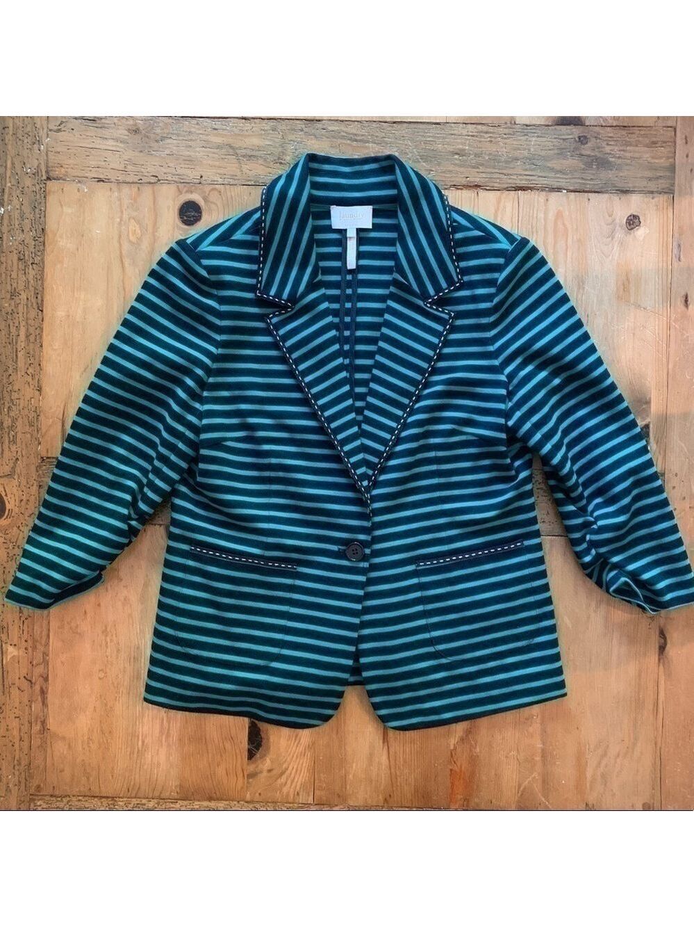 𝅺nwot Laundry by Shelli Segal green & navy blue blazer jacket size 10